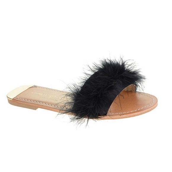 Chinese Laundry Shoes - Chinese Laundry Black Zoey Feather Slide Women’s Size 6 New in Box
